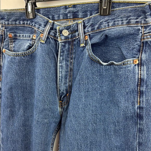 Levi's 505 Classic Men's Straight Leg Blue Jeans Size 34 - Picture 6 of 12